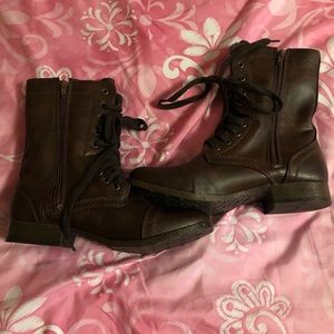 Brown combat boots